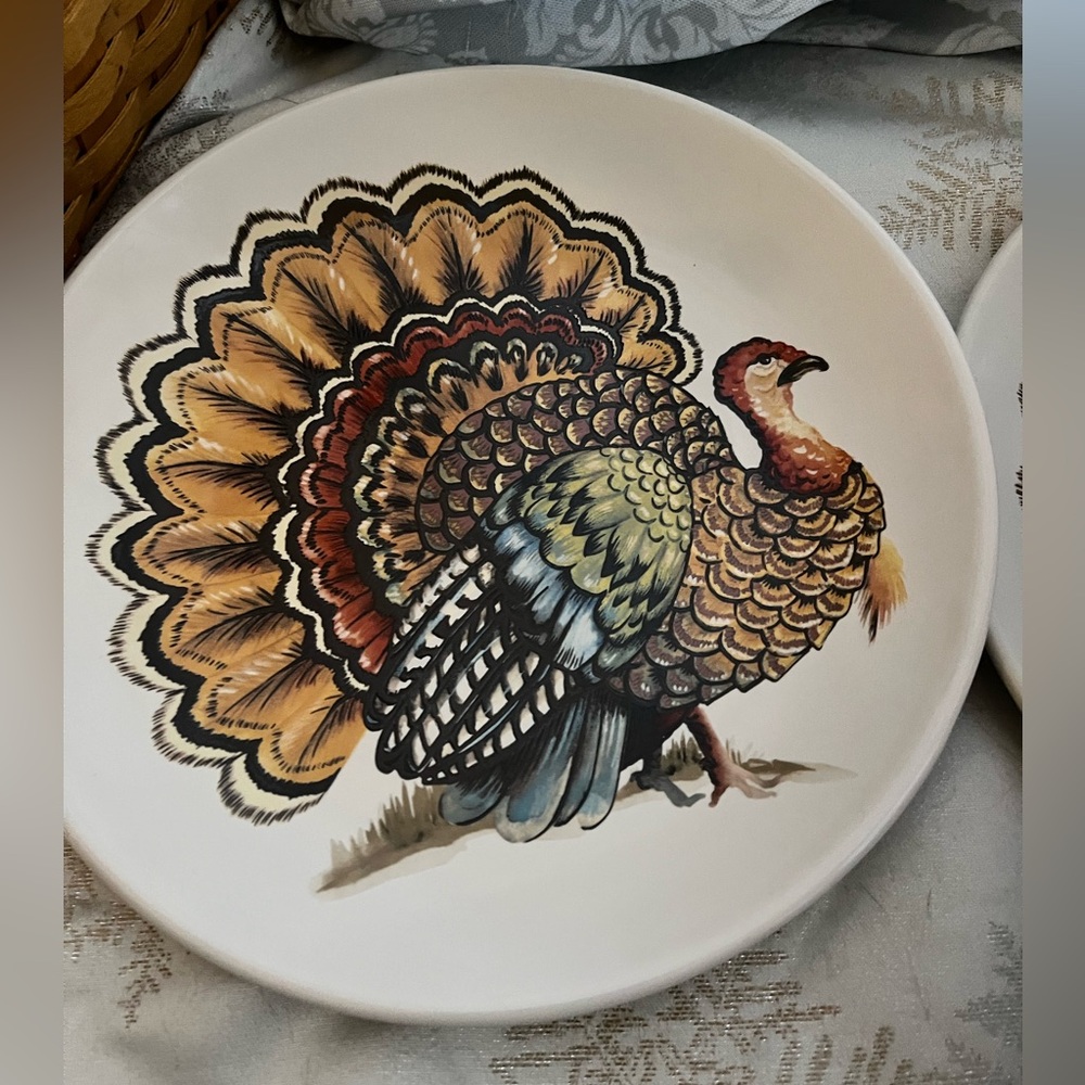 Set of 3 Pottery Barn turkey dinner plates